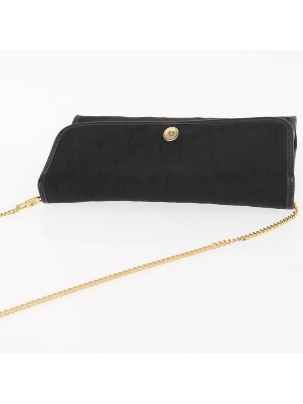 EX00335 Authentic Christian Dior Trotter Canvas Chain Shoulder Bag Black Gold - Picture 13 of 16